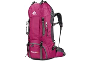 BSEASH Wodoodporny lekki plecak turystyczny 60L z osłoną przeciwdeszczową, outdoorowy sportowy plecak podróżny do wspinaczki na kemping wycieczki