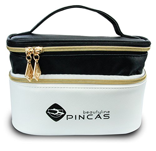 Hochwertige Designer Kosmetiktasche von Pincas. Ein edler Kosmetikkoffer mit 2 goldenen Verschlüssen für die anspruchsvolle Dame. Das elegante Beauty Case besitzt ein integriertes Ordnungssystem. - 2