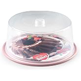 CABLEPELADO Cake Holder, Round Cake Container with High Lid, Cake Tray, Plastic Box, Food Transport Container, 15 cm Height x