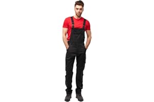 strongAnt® - Salopette da Lavoro Elasticizzata Berlin Salopette combinati 260gr - Tasche per Ginocchiere - Made in EU - Grigio Nero