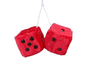 KAIAIWLUO Dadi Pelosi Appesi per Auto,1 Paio Retro Dadi Appeso per Specchietto Auto Appeso Coppia Fuzzy Peluche Dadi con Punti Coppia di Dadi Pelosi da Appendere per Auto Decorazione Interno Ornamento