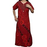 Indiatrendzs Women's Cotton Nighty / Red Nightdress 44"