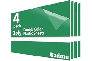 Uadme 4 Hojas de Plastico ABS, 30x20cm 1,3 mm, Placa Plastico Duro para Grabado Láser, Láminas de Plástico, para DIY (Blanco Sobre Verde)