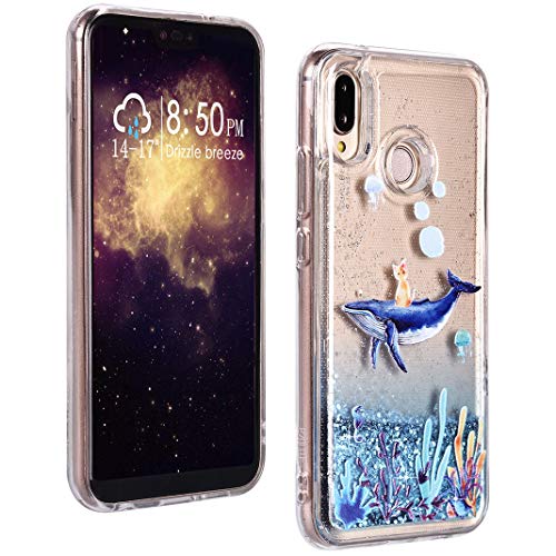 Preisvergleich Produktbild Huawei P20 Pro Hülle Liquid Flüssige Fließend Treibsand Glitzer Cover Handyhülle Glittery aus TPU und Hart Plastik 2 in 1 Durchsichtig Schutzhülle Backcover für Huawei P20 Pro Delphinkatze