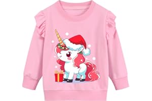 EULLA Girls Christmas Jumper Unicorn Reindeer Sweatshirt Girls Xmas Santa Claus snowman T Shirt Long Sleeves Crew Neck Clothes Age 1-7 Years