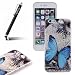 iPhone 6S Case,iPhone 6 Case,Ukayfe iPhone 6/6S 4.7 inch Ultral Thin Blue Soft TPU Gel Case Cover,Fashion Butterfly Flower Pattern Silicone Gel Rubber Skin Protective Cover for Apple iPhone 6 (2014) / iPhone 6S (2015) Case 4.7 Inch with 1x Stylus - Blue Butterfly