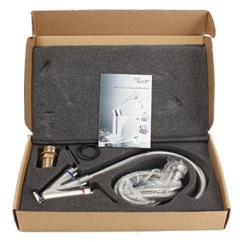 TAPCET Wasserhahn Küche Mischbatterie Armatur einhebel Küchenarmatur mit Zweigriff Drehbar Spüle Chrom Hahn Silber für Bad oder Küche - 6