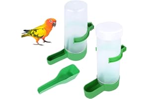 QX-Pet Supplies 2Pcs Automatic Bird Feeder Bird Waterer & Feeder Parakeet Hanging Food Dispenser Bird Cage Accessories for Parrots Budgie, Cockatiel, Lovebirds (60ml+150ml / 2.03oz+5.1oz)