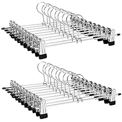 SONGMICS Cintres de Pantalon en métal pour Jupes, Jupe avec Clips Chromé 31 x 10,5 cm Crochet rotatif CRI003-20