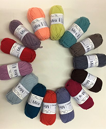Gründl Filo Blu Mira, Sonderposten, 14 tolle Pastellfarben, 50 Gramm Knäuel (08 hellblau) - 3
