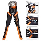 Tacklife Pince à Dénuder MWS02 Dénudeur de Fils Automatique, avec Reglage de Précision Cables AWG 22-10 (0,2~6.0mm²), Outils à Dénuder/Cutter Auto-réglable et Sertir