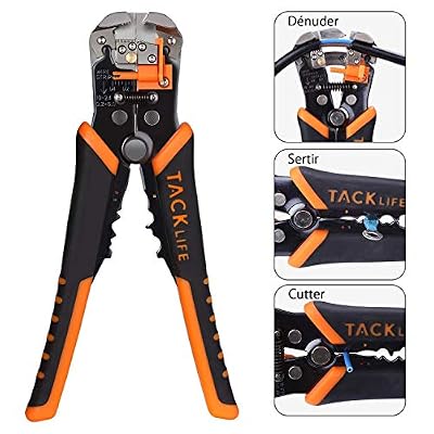Tacklife Pince à Dénuder MWS02 Dénudeur de Fils Automatique, avec Reglage de Précision Cables AWG 22-10 (0,2~6.0mm²), Outils à Dénuder/Cutter Auto-réglable et Sertir