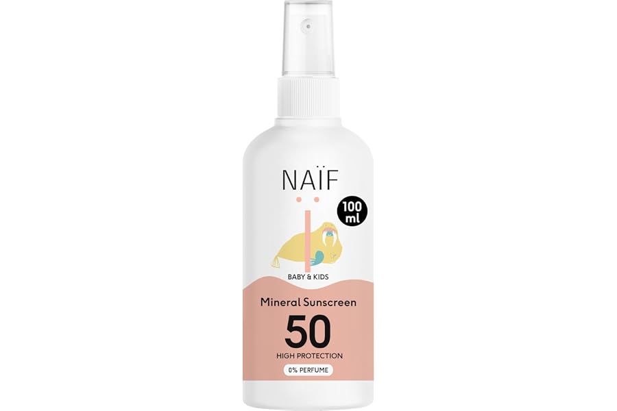 Naïf - Spray protector solar mineral - Bebé y niño - 0% perfume - FPS 50 - Spray sin octocrileno - Protección UVA y UVB - Res