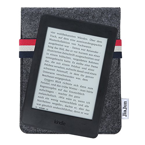 Jiajun Kindle Paperwhite Hülle Case Filz für Amazon neue Kindle Paperwhite 1/2/3 und Kindle Fire HD 6 Verschluss mit Gummiband (Schwarz) - 3