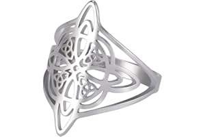 Dreamtimes Anello Nodo Della Strega per Donna Acciaio Inossidabile Anelli a Barretta Celtico Quaternario Anelli Wicca Anello Nodo Streghe Stregoneria Amuleto Gioielli Regalo