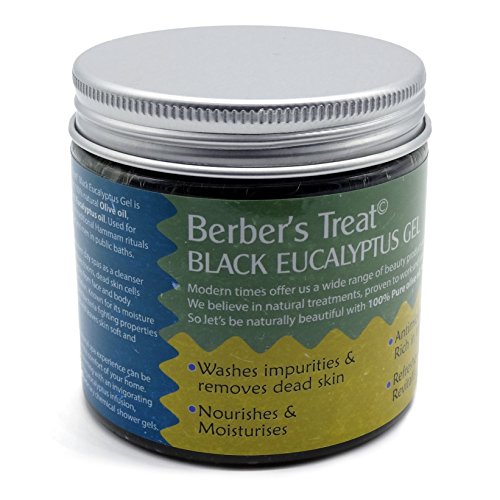 Natural Moroccan Black Soap With Eucalyptus - Exfoliate & Remove Dead Skin Cells - Skin Tightening - Cleansing & Refreshing Beldi Soap With Vitamin E - Antibacterial Treatment for Clogged Pores, Dry Skin, Oily Skin, Eczema or Psoriasis - 200ml Gel