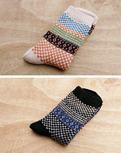 4 Pairs Men Women Winter Woolen Socks - Thermal Knitting Wool Blend, Warm, Breathable, for Outdoor Sports Leisure Walking Trekking Cycling Camping Golf Gym, Unisex UK Size 5-8