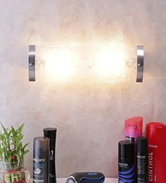 Off White Steel & Glass Bathroom Light by Devansh for Wash Basin/Mirror