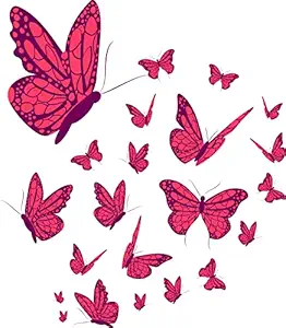 Creative Decor Pink Colour Butterflies Wall Sticker ( Size - 24 inch x 21 inch )