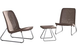 Keter Río Conjunto de jardín o terraza Exterior 2 sillas y Mesa, Resina con Acabado ratán Plano, Color Marrón