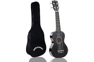 POMAIKAI Ukulele Soprano Set con Borsa, Uke Hawaii, Ukulele da 21 Pollici per Principianti, Adulti e Bambini (nero)