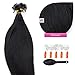 Produktbild 200 x 1g x 50cm schwarze Nr. 1 glatte indische Remy 100% Echthaar U-tip Extensions / Echthaar-Strähnen / Haarverlängerung mit gratis Zubehör