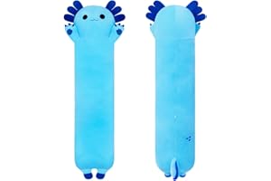 Sausudols Peluche Axolotl Coussin Corporel Axolotl de 90 cm pour Enfants, Jouet en Peluche Doux Cadeau d'anniversaire Bleu