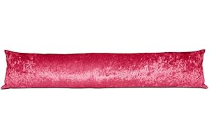 LANCASHIRE TEXTILES LIMITED MANUFACTURERS OF QUILTS, PILLOWS AND HOMEWARES Lancashire Textiles Crushed Velvet Door Draught Excluder Sausage in Red – ENERGY EFFICIENT, MADE IN BRITAIN with 100% Hollowfibre Filling, W20cm x L85cm (8” X 35”)