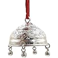 Sahiba Gems Designer Pure Silver Carved Chatra/Chattar with Attached Silver Ghunghroo for god and Temple ~ Pooja Items (6.850 Grams) (Chandi Ka Chatra)