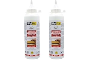Wolfix Holzleim Wasserfest - Sekundenkleber Extra Stark für D3 und PVA 2 Stück 500ml - Schnell Trocknender Holzspachtelmasse Weiß innen - Montagekleber, Bastelkleber und Flüssigkleber für Holzarten