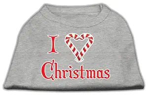 Mirage Pet Products 20-Inch I Heart Christmas Screen Print Shirts for Pets, 3X-Large, Grey