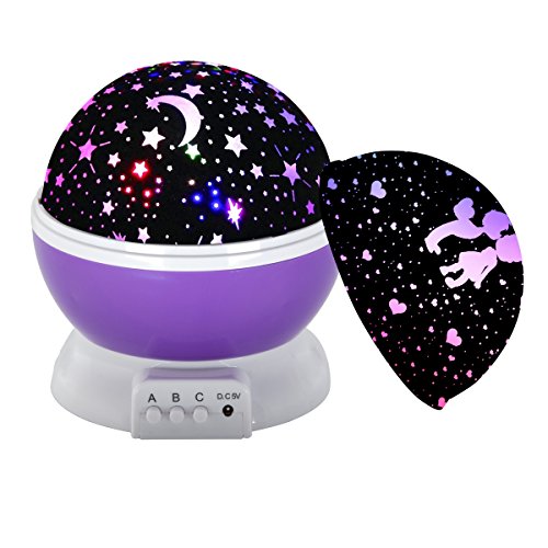 Lampada di Illuminazione Notturna WEINAS Lampada Proiettore Ricaricabile 360 Gradi Rotante, Cielo Stelle Luna Cosmo LED Luce Lamp Proiettore Multi-mode Decorazione Romantica per Bambini Camera da Lett