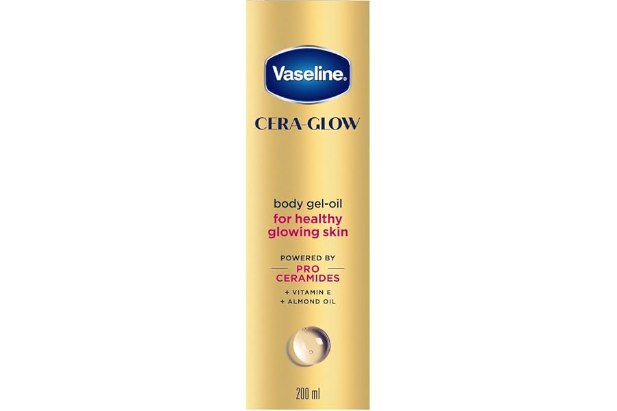 Vaseline Cera-Glow Body Gel-Oil, 200 ml, with Pro Ceramides, Vitamin E and Almond