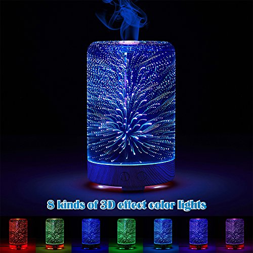 Aroma Diffuser 100ml Luftbefeuchter Oil Düfte Humidifier 3D Glas LED mit 16 Farben für Yoga Salon Spa Wohn-, Schlaf-, Bade- oder Kinderzimmer Hotel - 2