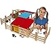 Produktbild Holz Pferdestall 70x60cm aus 2 Gebäuden mit Durchgang und Zaun: Bauernhof Spielzeug Holzspielzeug Farm Bauernhaus Pferde Stall