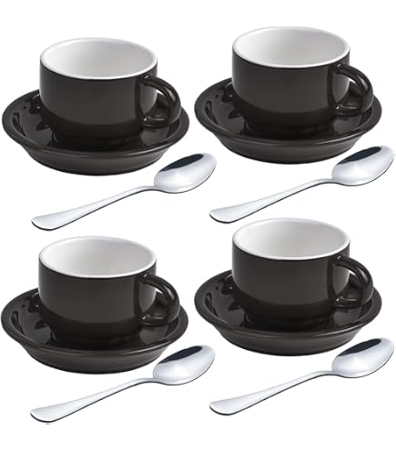 Espressotasse Mit Untertasse Set – 0,1 Liter, Schwarz/weiß, 3-teilig, Aus Dickwandigem Porzellan