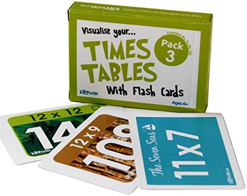 Times Tables Flash Cards by Kippson Pack 3 (6x, 7x, 9x and 12x)