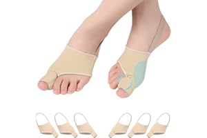 Eurtes 6 Stück Hallux Valgus Zehenspreizer mit Ballenschutz, Korrektur Bandage Socken Bunion Corrector mit Anti-Rutsch Gürtel und Gel-Pads für Valgus Bunion (6 Stück)