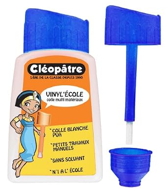 Cleopatre Cléopâtre Vinyl'Ecole Flacon de Colle avec Bouchon pinceau 80 g Blanc