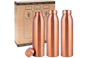 NORMAN JR Kupfer-Wasserflasche 1L–Geschenkbox 3 Stück, Schlicht, ein ayurvedisches Gefäß aus reinem Kupfer –hilft Ihnen mehr Wasser trinken mit vielen gesundheitlichen Vorteilen