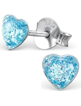 JAYARE Kinder-Ohrstecker Herz 925 Sterling Silber 5 x 5 mm hell-blau Ohrringe