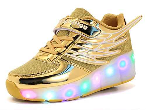 Mr.Ang Mit LED Lichter blinken Skateboard Schuhe Flügel-Art RollenRäder Schuhe Unisex Skateboard Lnline Sneaker Einzelnes Rad Jungen Mädchen Kinder Wanderschuhe neutral Kuli Rollschuh Schuhe