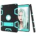 Produktbild iPad Pro 10.5 Fall, Jessica stoßfest [Tropfen Schutz] 3 in1 Robuste Hybrid-Silikon mit PC Kunststoff mit Built in Kickstand für Apple iPad Pro 26,7 cm 2017 Modell Black+Aqua
