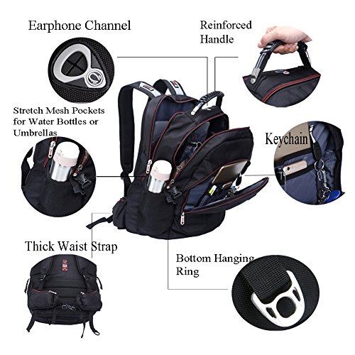 FreeBiz Sto  fest 60L Wasserdicht 18 4 Zoll Notebooktasche Laptop R  cksack Passend f  r bis zu 18 Zoll Gaming Laptops f  r Dell  Asus  MSI  Schwarz  