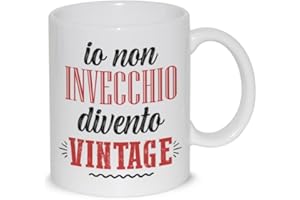thedifferent Tazza Colazione con grafica simpatica - Io non Invecchio divento Vintage - Latte thè Mug Relax idea regalo compleanno natale Papà Nonno Amico
