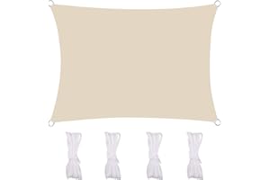 MEEYI Sonnensegel Wasserdicht 2X5m Sonnenschutzsegel Wasserdicht 95% Beschattung UV Schutz Wetterschutz Wasserabweisend Windschutz & Tear Resistant Für Garten Terrasse Carport, Beige-Weiß