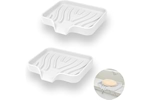 YoHyien 2 Pezzi Porta Saponetta in Silicone, Porta Sapone, Portasaponetta Con Scolo, Porta Saponette Solida, Portasapone da Lavandino per Bagno, Cucina e Doccia (Bianco)