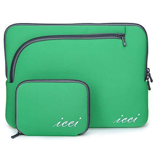 Laptophülle 11 Zoll, icci [Shockproof] Laptophülle Laptoptasche Notebooktasche Schutzhülle Mit [Zubehör Tasche Sleeve Hülle] für MacBook Air, Chromebook 27,9-29,5 cm (11-11,6 Zoll) Notebook Laptop Computer - Grün