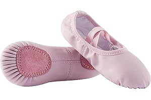TETSUO Girls Ballet Shoes, Indoor Gymnastic Ballerina Dance Flats Slippers for Kids, Toddlers Dancing, Yoga, Fitness
