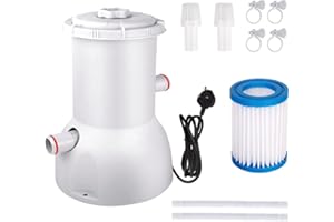 Evoio 800 Gallons Pool Filter Pump Above Ground, Swimming Pool Filter Cartridge Pump, Electric Pool Water Pump Filter for Pools Sand Cleaning Tool Set with 1 Pool Filter Cartridge